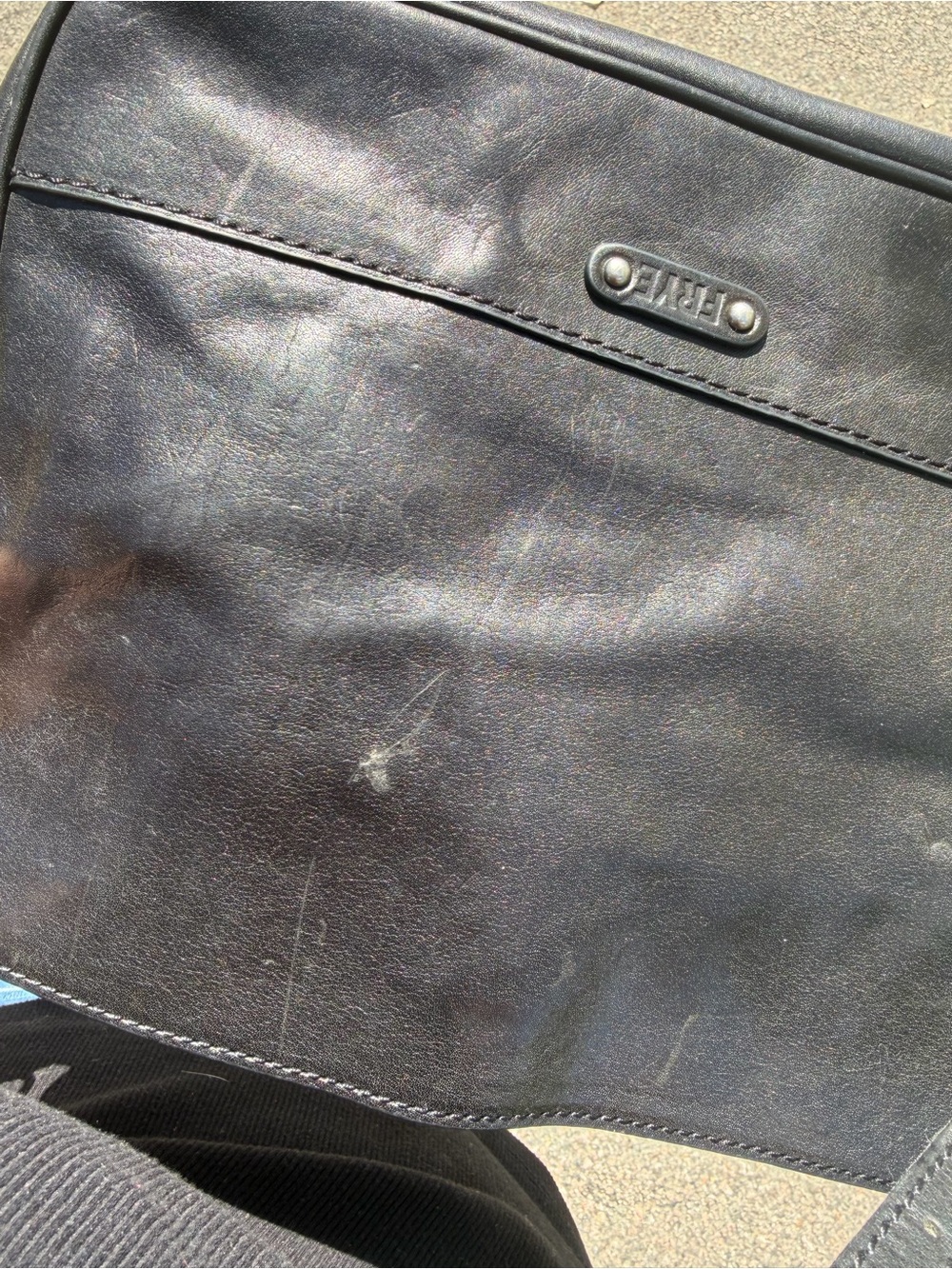 Frye Black Leather Adjustable Strap Messenger Bag Crossbody Western Boho Vintage - Picture 8 of 13